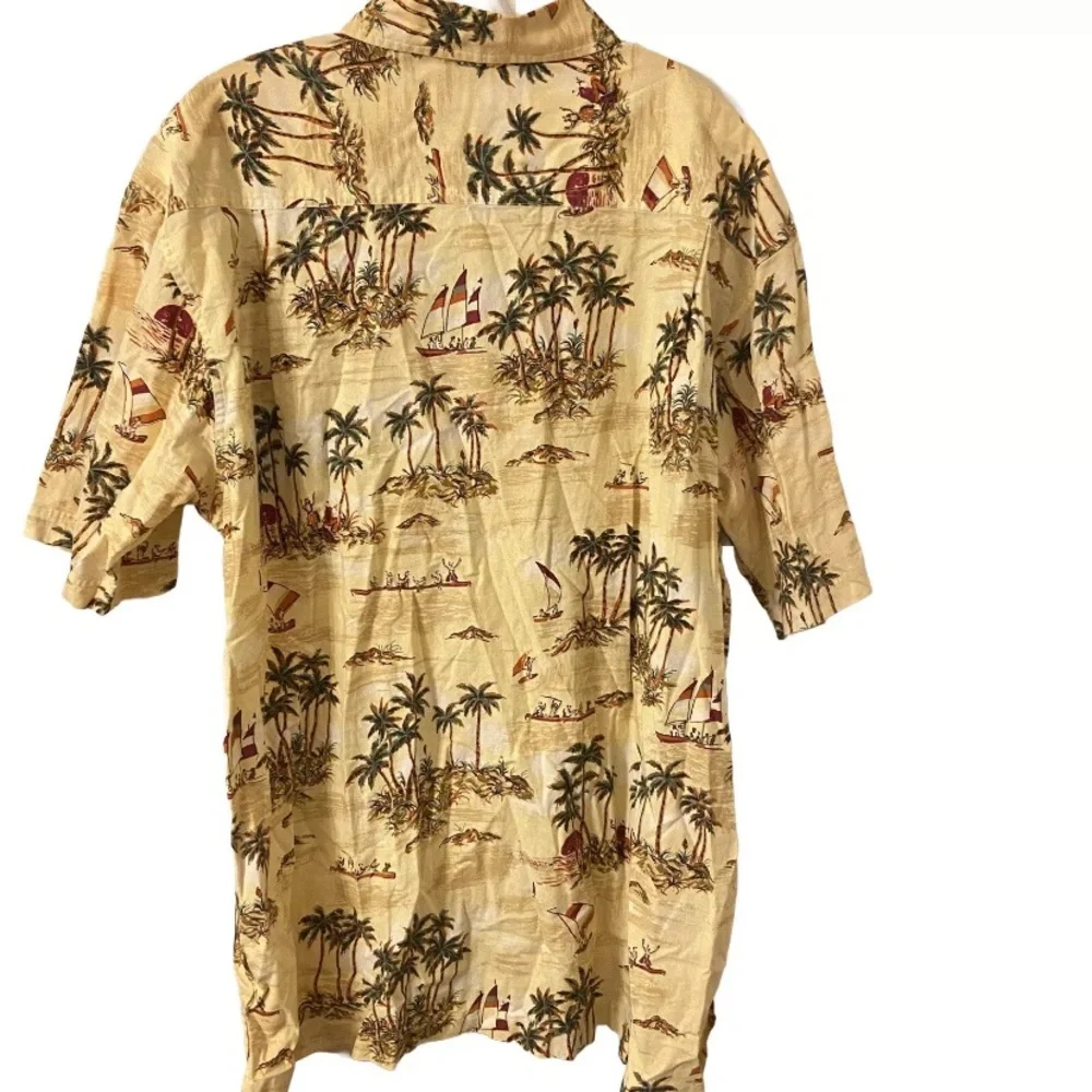 Timberland Logo Men Performance Hawaiian Button Down Short Sleeves Collar Shirt - Picture 2 of 11